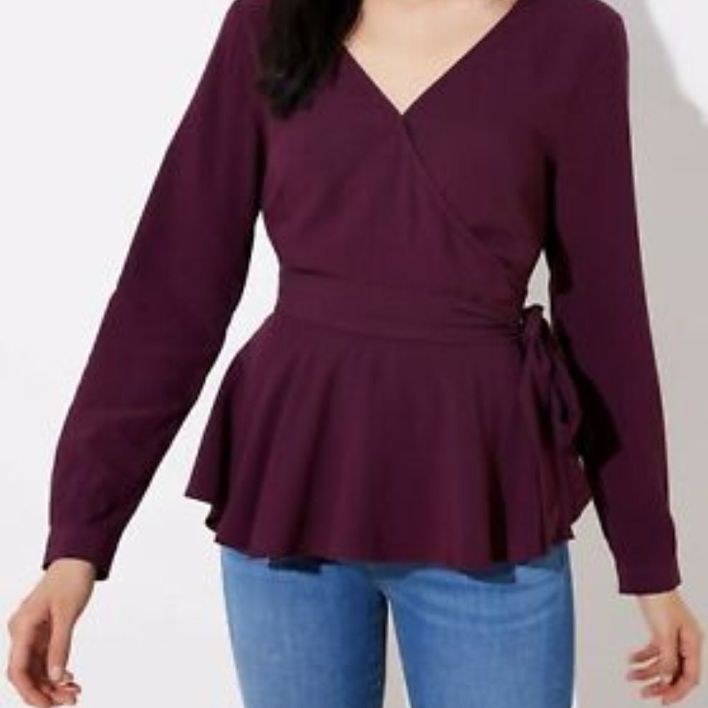 LOFT LOFT Plum Preserve Wrap Top L